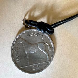 Vintage horse coin handmade into a unique necklace.